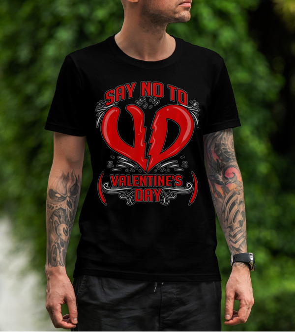 Say No To V.D. (Valentine's Day) Anti Val Heart T-Shirt