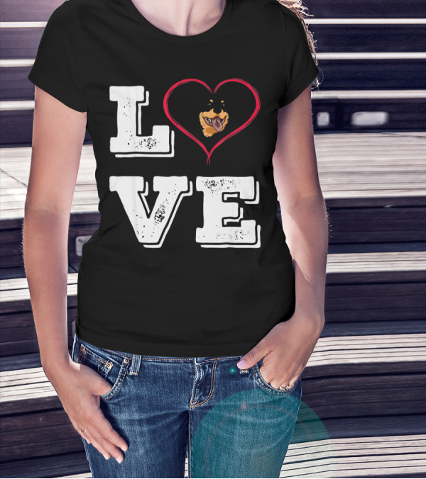 LOVE Rottweiler Lover Dog Heart Face T-Shirt