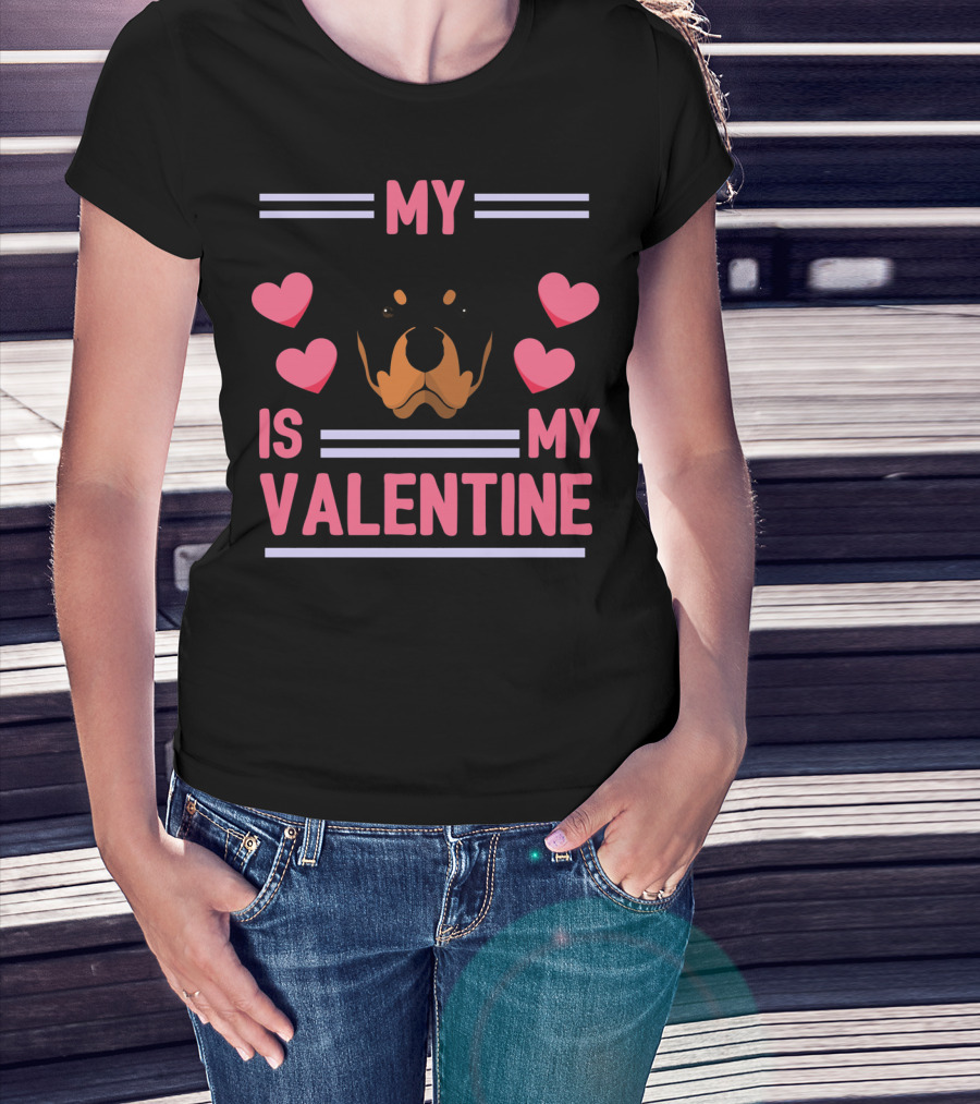 Rottweiler My Dog Is My Valentine Hearts T-Shirt