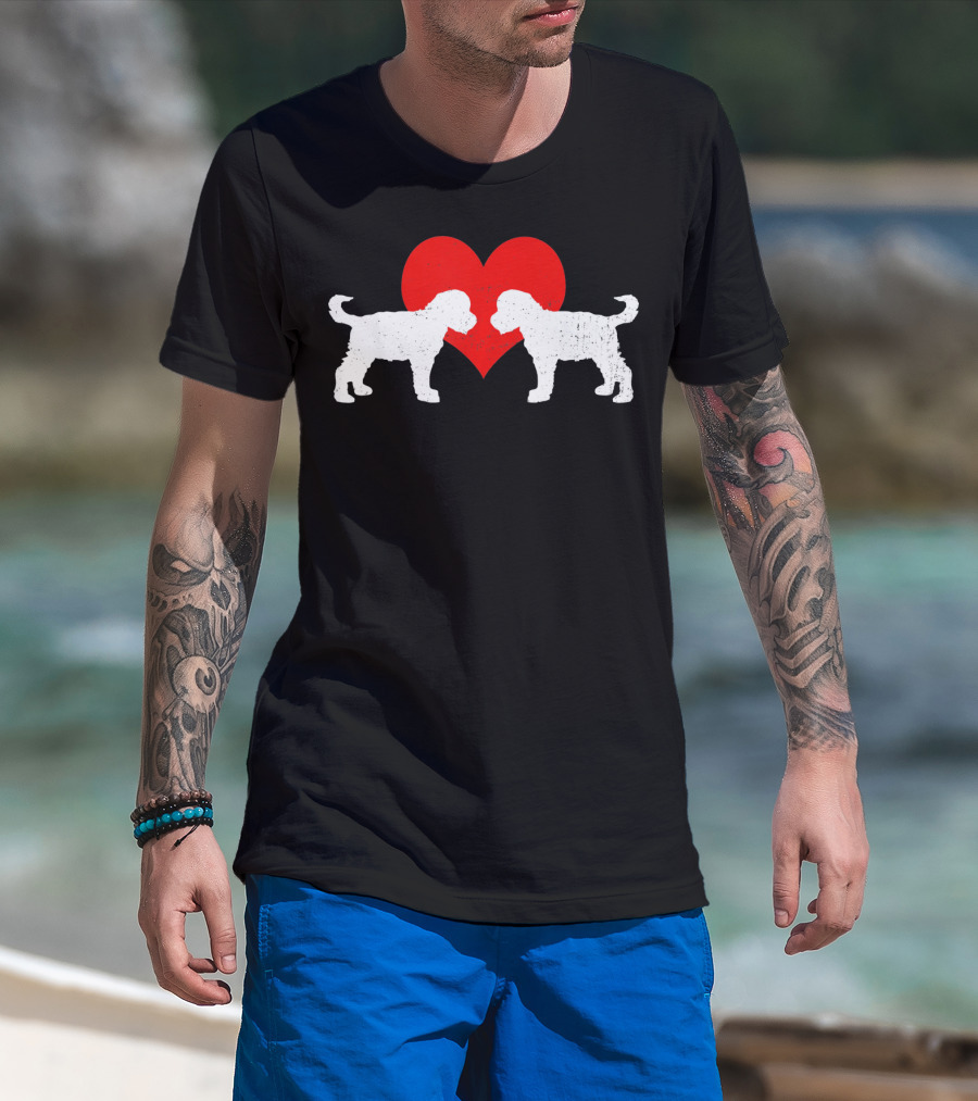 Schnoodle Heart Valentines Red Love Pair T-Shirt