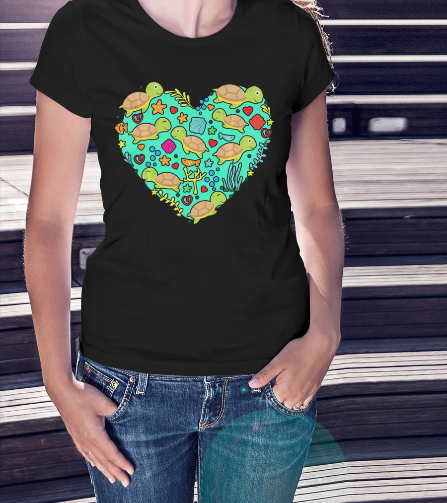 Sea Turtle Heart Valentine's Day T-Shirt