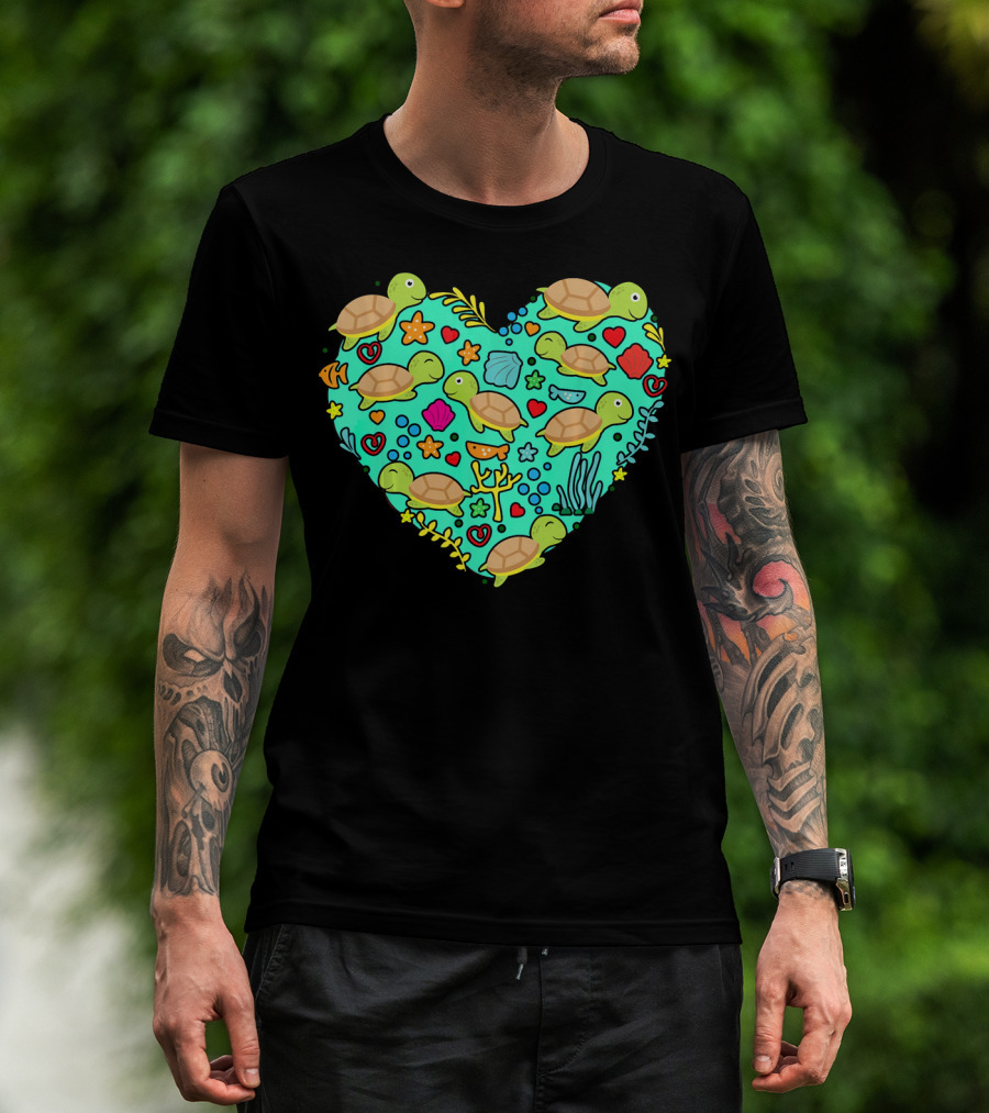 Sea Turtle Heart Valentine's Day T-Shirt