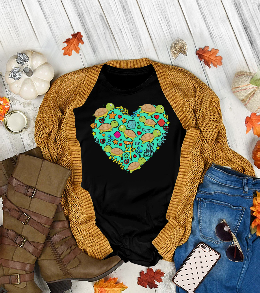 Sea Turtle Heart Valentine's Day T-Shirt