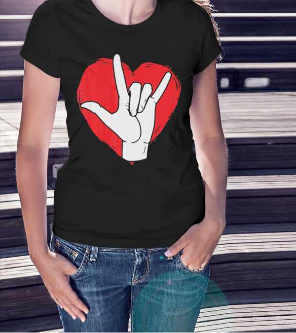Sign Language I Love You ASL Heart Valentine's Gesture T-Shirt