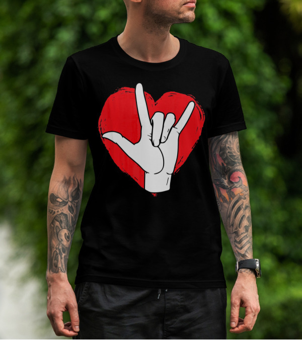 Sign Language I Love You ASL Heart Valentine's Gesture T-Shirt
