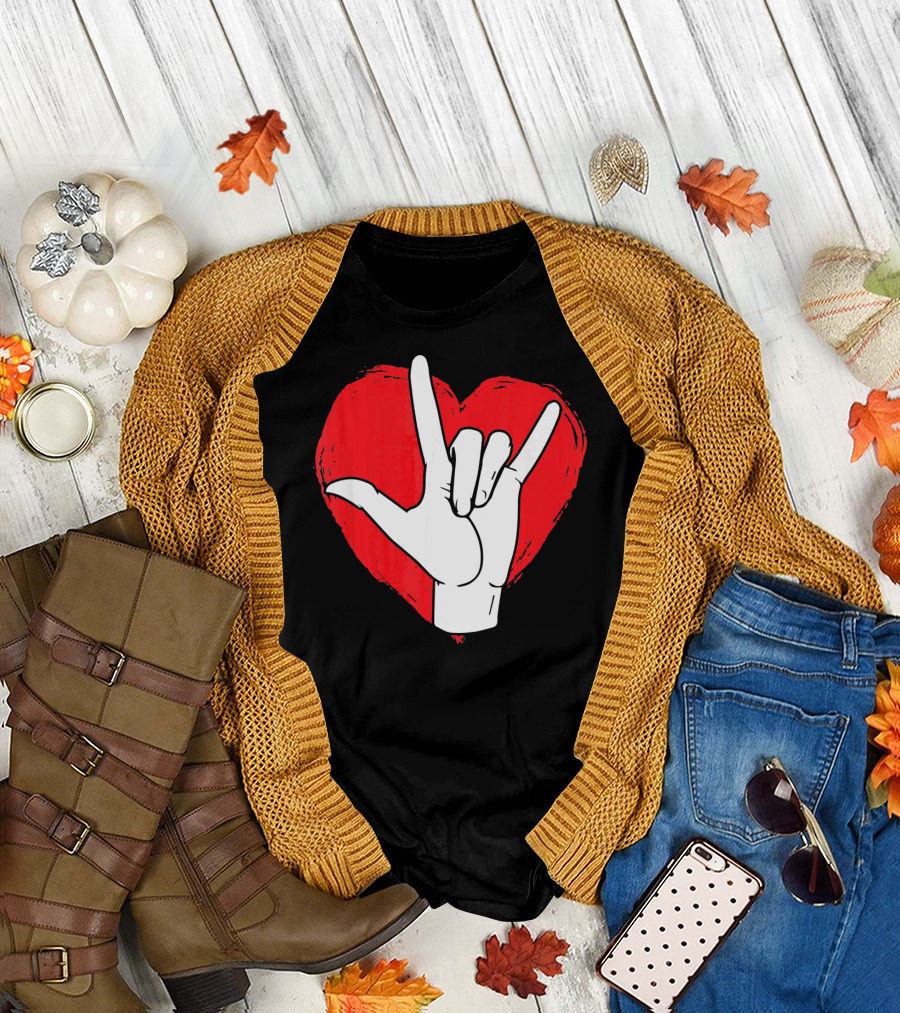 Sign Language I Love You ASL Heart Valentine's Gesture T-Shirt