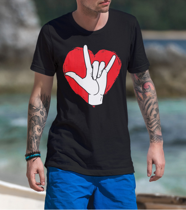 Sign Language I Love You ASL Heart Valentine's Gesture T-Shirt
