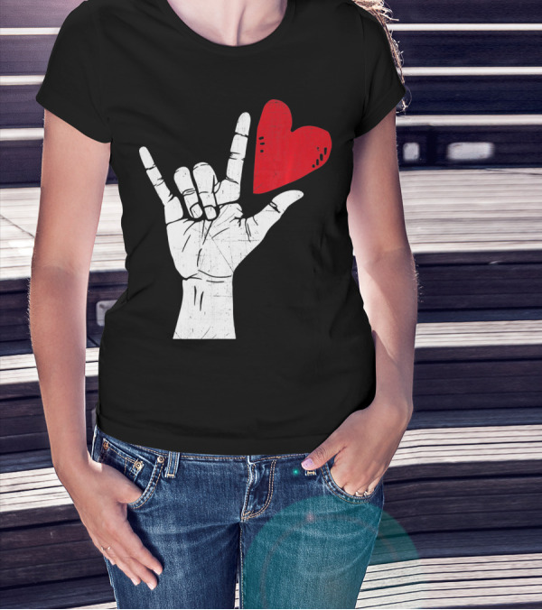 Sign Language I Love You Valentine Heart T-Shirt
