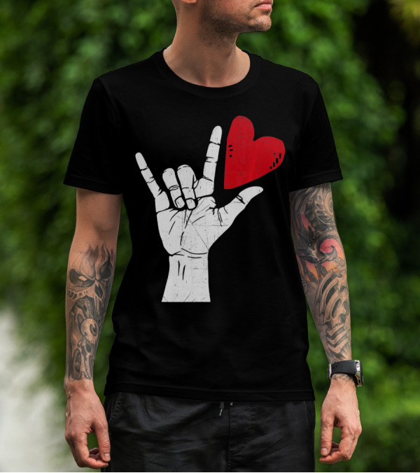 Sign Language I Love You Valentine Heart T-Shirt