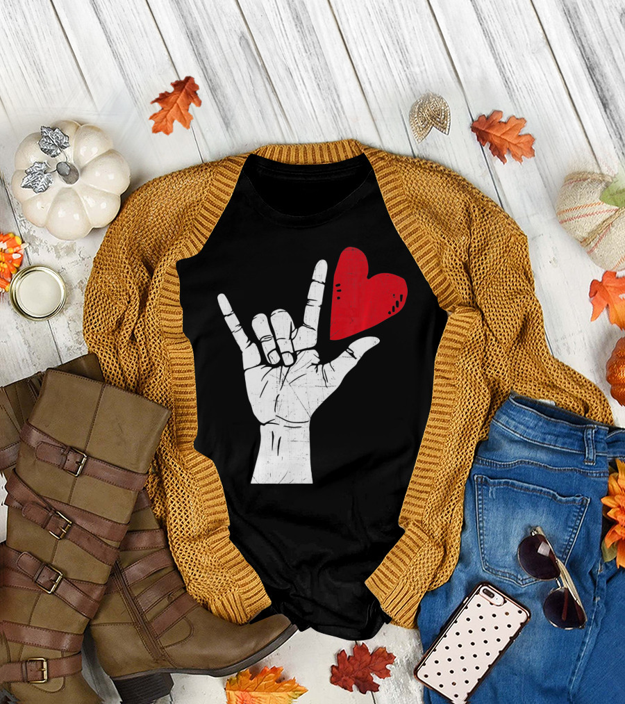 Sign Language I Love You Valentine Heart T-Shirt