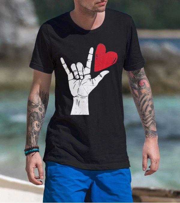 Sign Language I Love You Valentine Heart T-Shirt