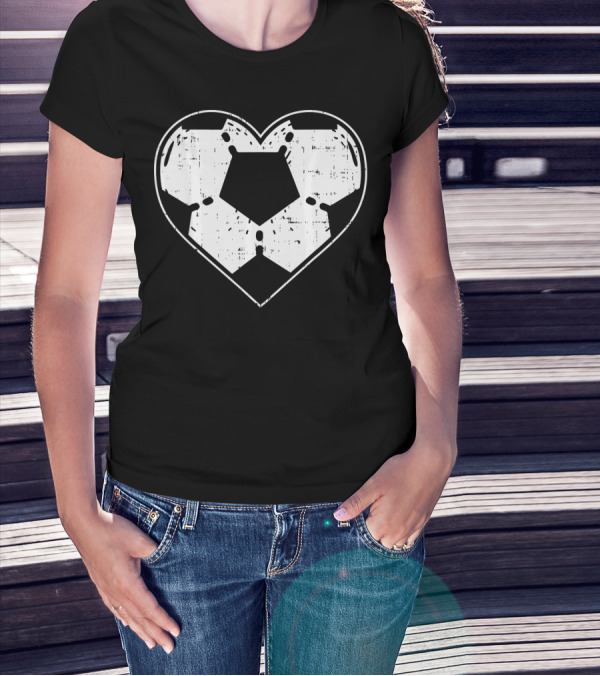 Heart Shaped Soccer Ball Football Sport T-Shirt