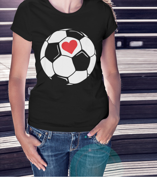 Soccer Valentines Day Heart In Soccer Ball T-Shirt