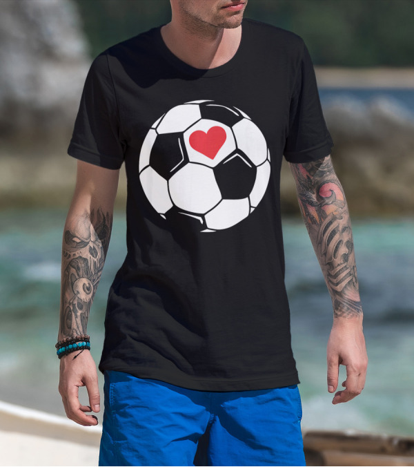Soccer Valentines Day Heart In Soccer Ball T-Shirt