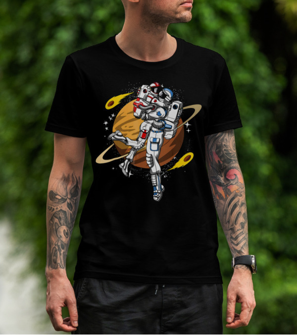 Space Astronaut Couple Valentines Day Planet Hug T-Shirt