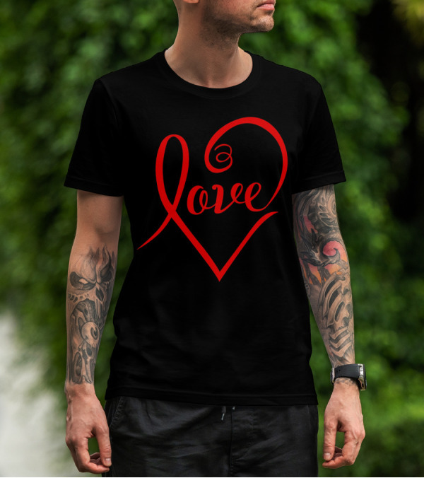 Stylish Heart Shape Love Valentine's Day T-Shirt
