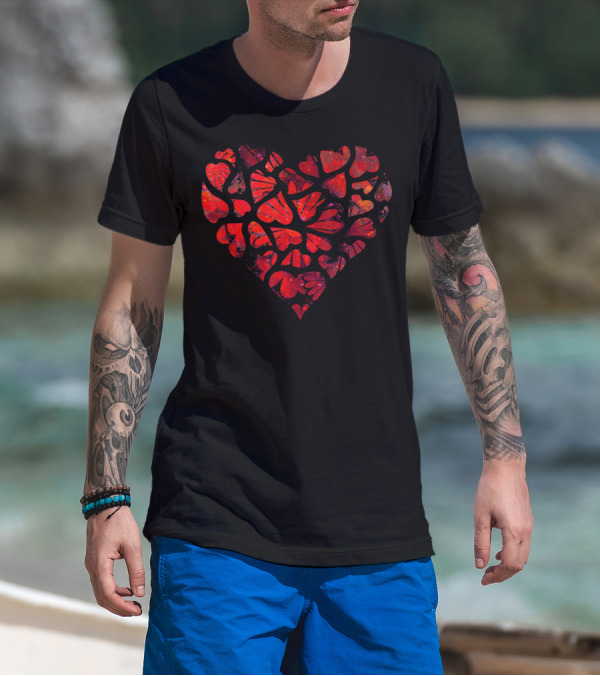 Tie Dye Style Romantic Heart Pattern For Couples T-Shirt