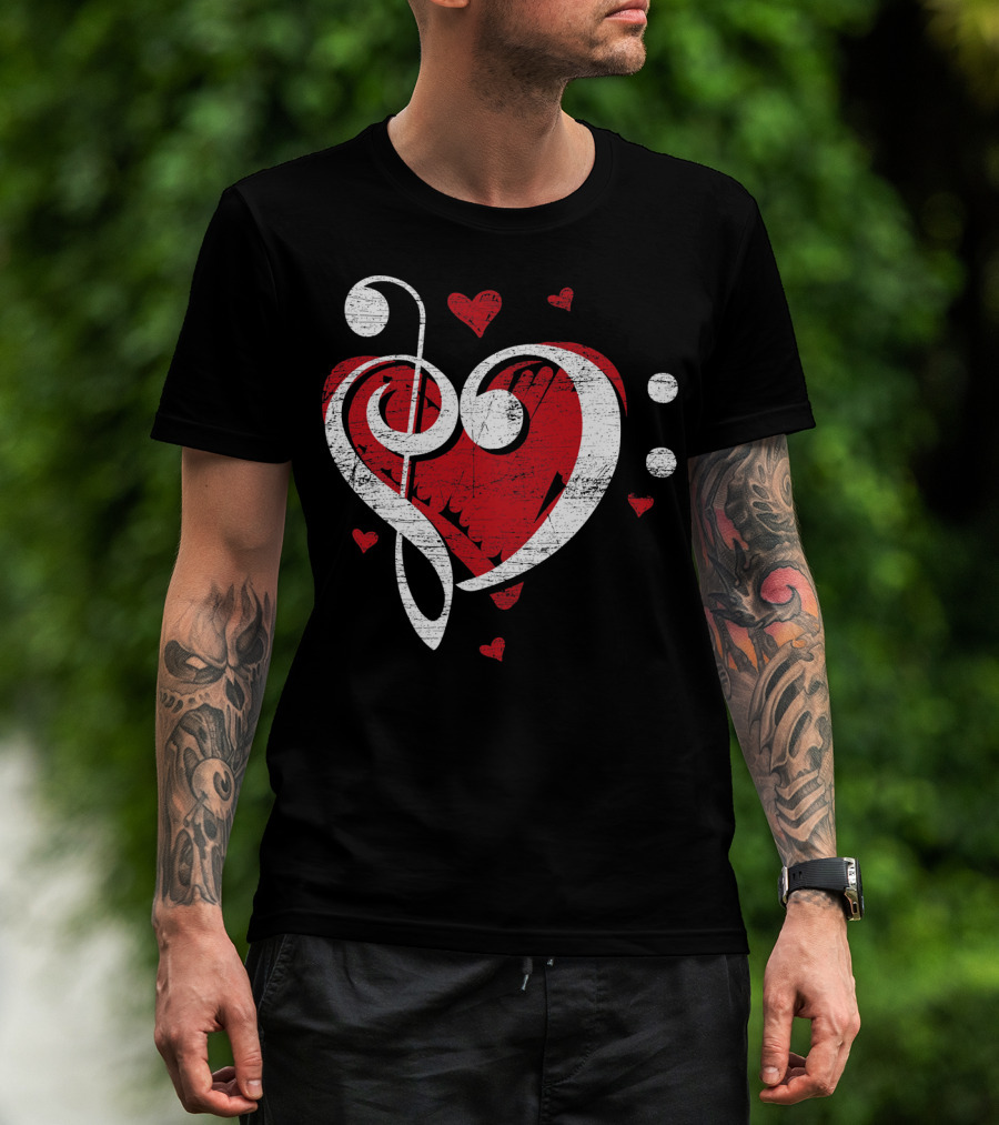 Treble Clef Heart Love Music T-Shirt