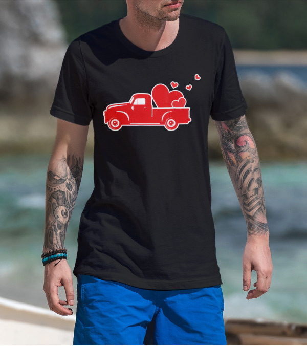 Toddler Boy Heart Truck Valentine T-Shirt