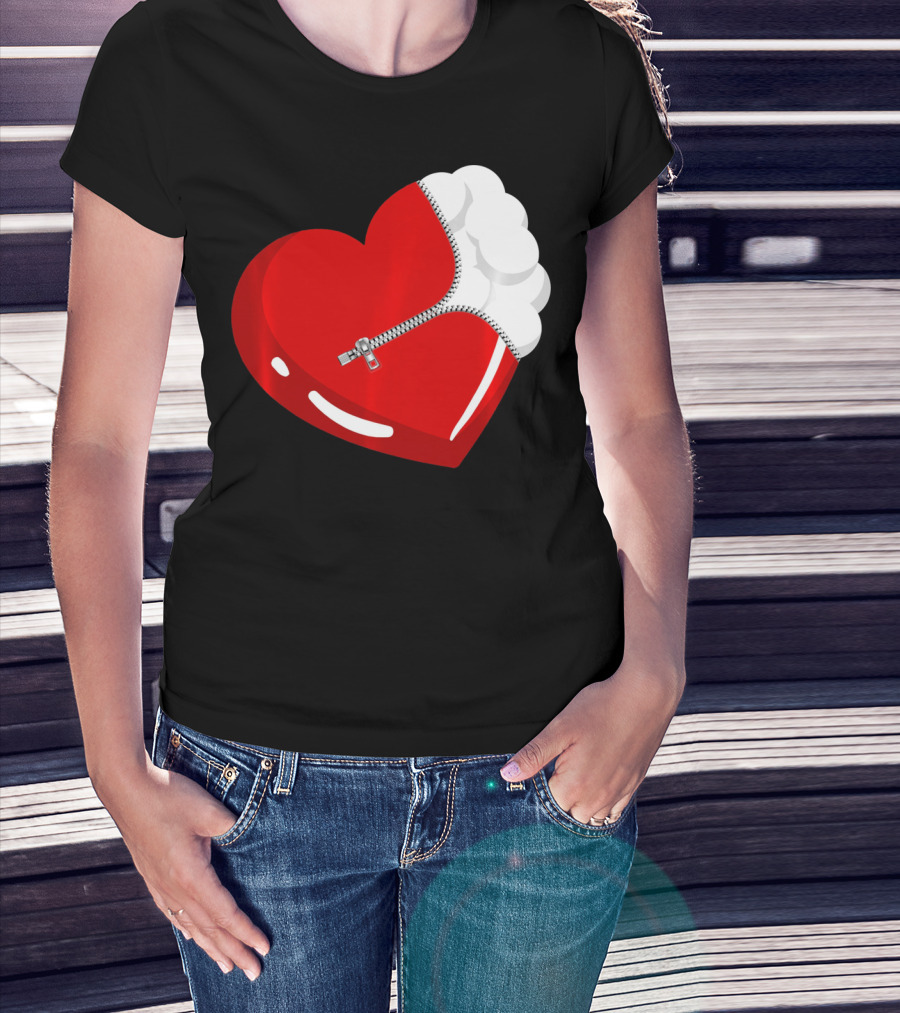 Lacrosse Ball Heart With Zipper Valentines T-Shirt