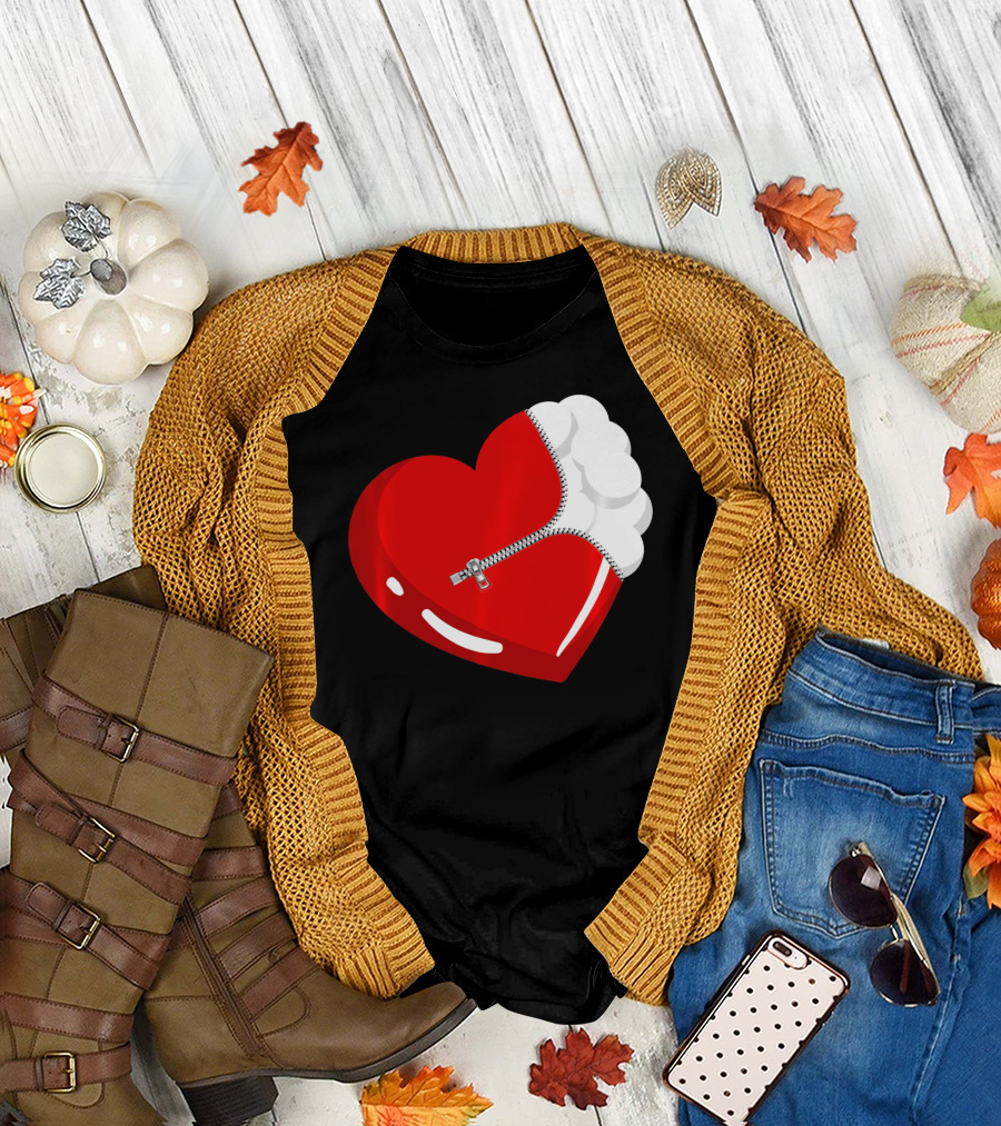 Lacrosse Ball Heart With Zipper Valentines T-Shirt