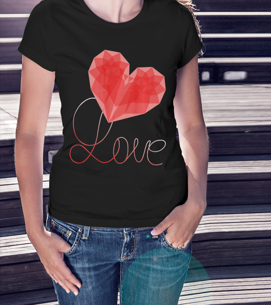Love Heart Valentin Geometric T-Shirt