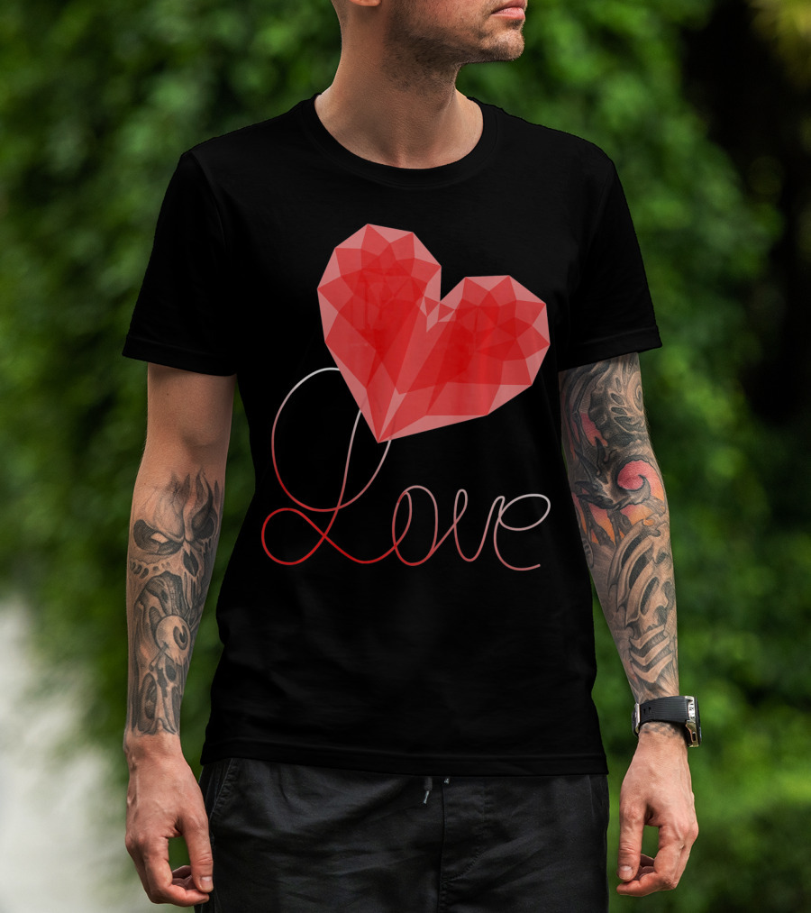 Love Heart Valentin Geometric T-Shirt
