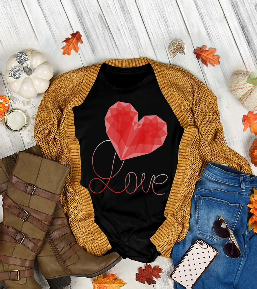 Love Heart Valentin Geometric T-Shirt