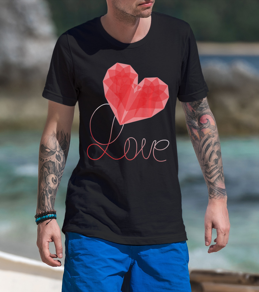 Love Heart Valentin Geometric T-Shirt