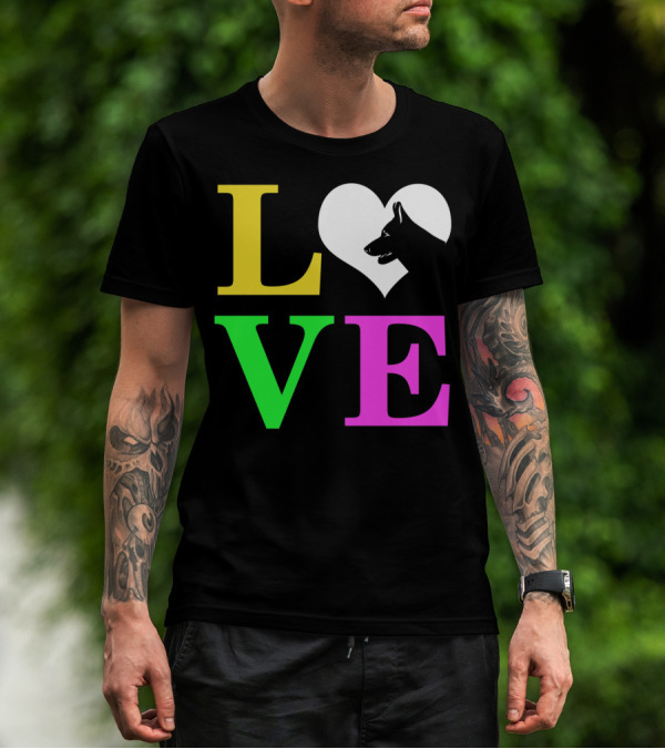 Love German Shepherd Mom Valentines Long Heart T-Shirt