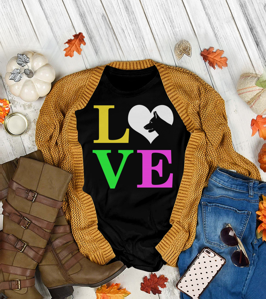 Love German Shepherd Mom Valentines Long Heart T-Shirt
