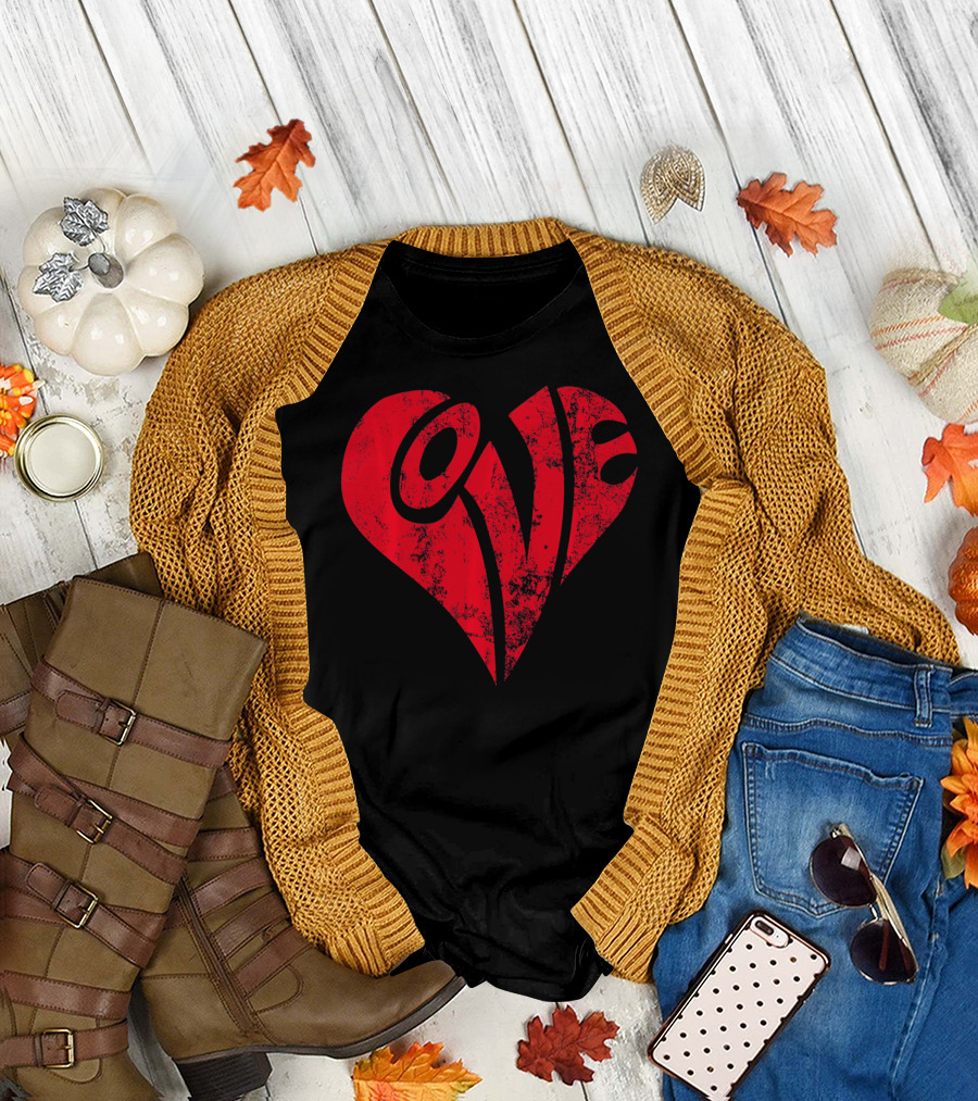 Vintage Red Love Heart T-Shirt