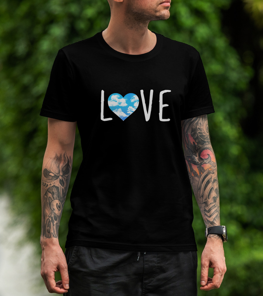 Love For Women Cute Valentines Blue Sky Heart T-Shirt