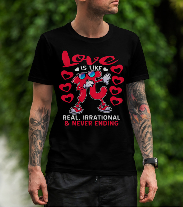 Love Is Like PI Real Irrational Never Ending Valentines Day T-Shirt