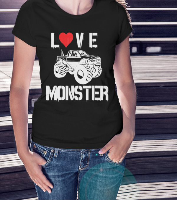 LOVE Monster Truck Valentine T-Shirt