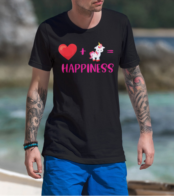 Heart Plus Unicorn Equals Happiness T-Shirt