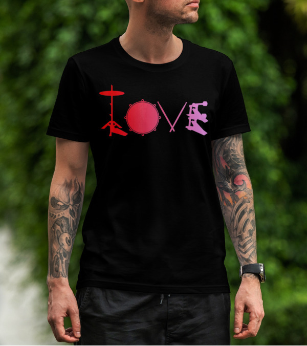 Love Valentines Day Drums Drum Set T-Shirt