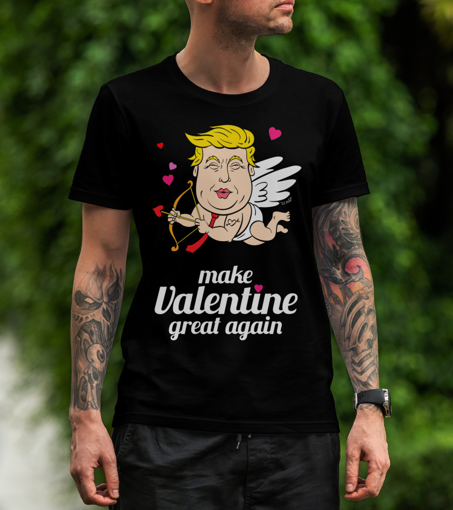 Make Valentine Great Again Cupid With Bow And Hearts T-Shirt