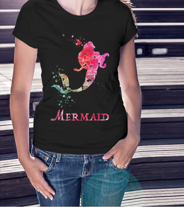 MERMAID VALENTINES DAY PINK RAINBOW SPLASH T-Shirt