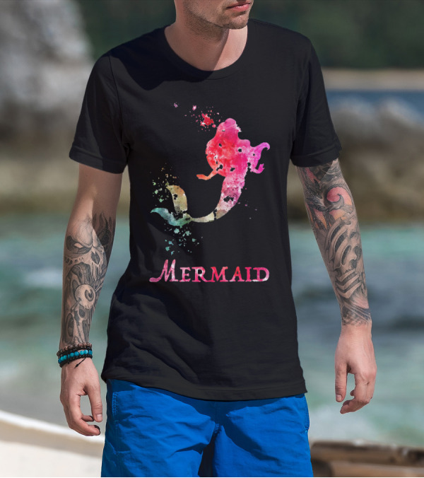 MERMAID VALENTINES DAY PINK RAINBOW SPLASH T-Shirt