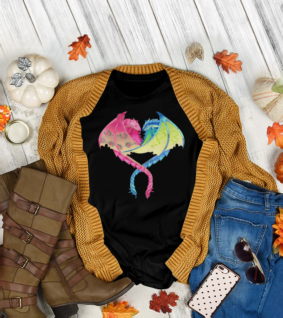Monster Hunter Valentine Pink and Blue Dragon Heart T-Shirt