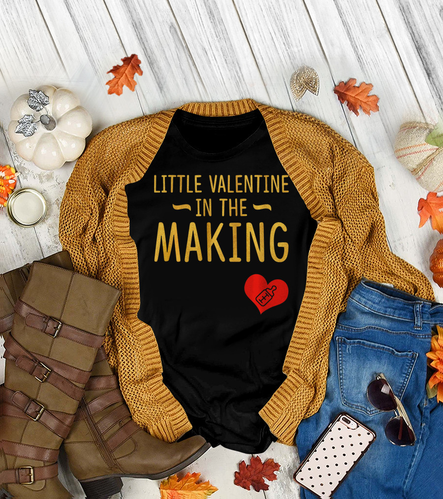 Little Valentine in the Making Heartbeat Heart T-Shirt