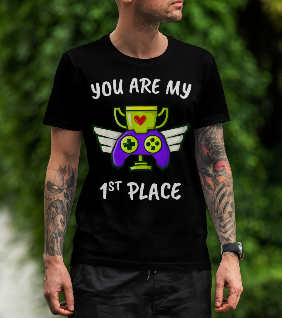 You Are My 1st Place Valentines Day Trophy Game Controller With Wings T-Shirt