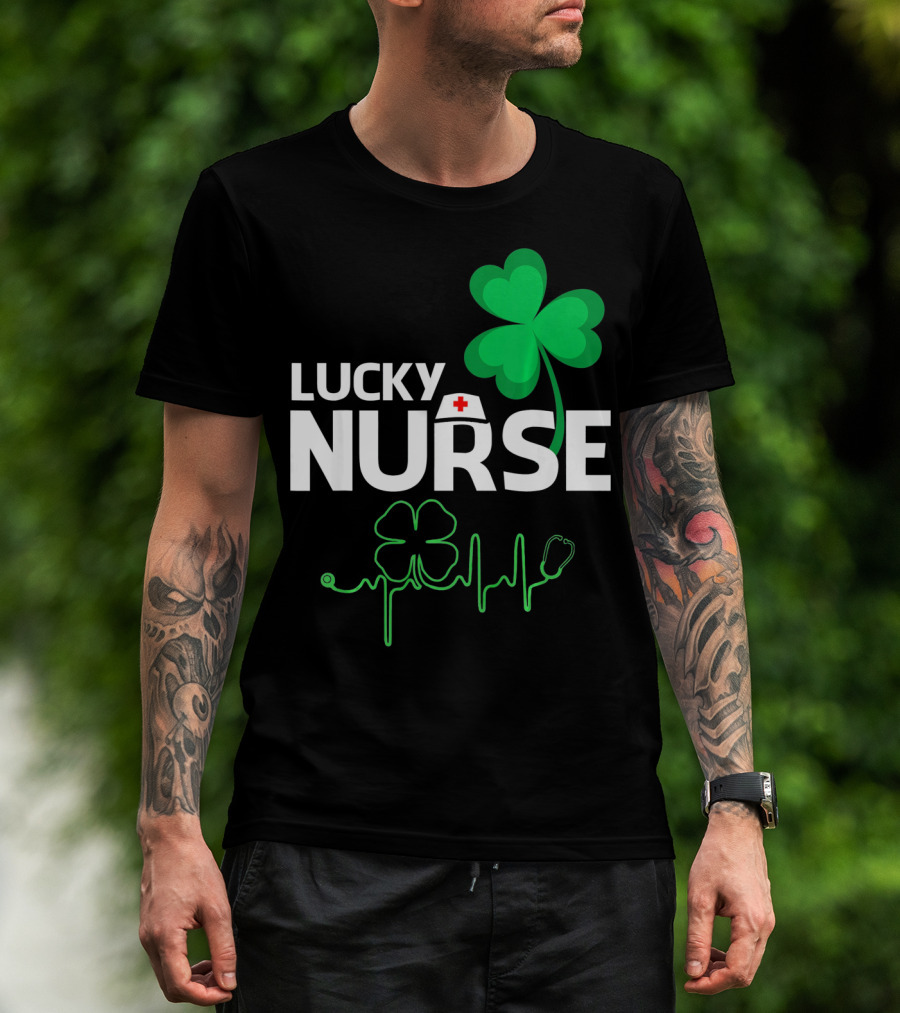 Lucky Nurse Shamrock Heartbeat St. Patricks Day T-Shirt