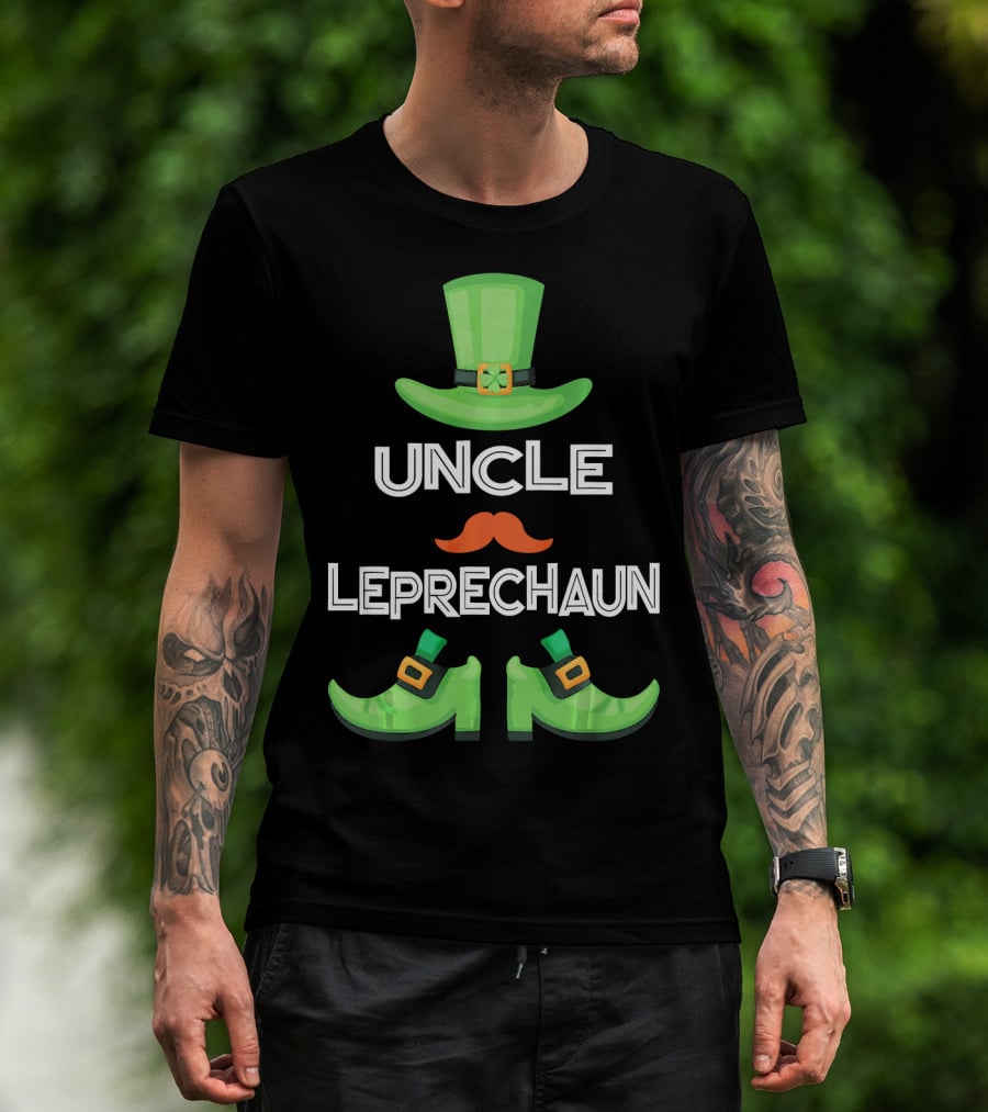 Uncle Leprechaun Green Hat And Shoes St. Patrick's Day Family Matching Group T-Shirt