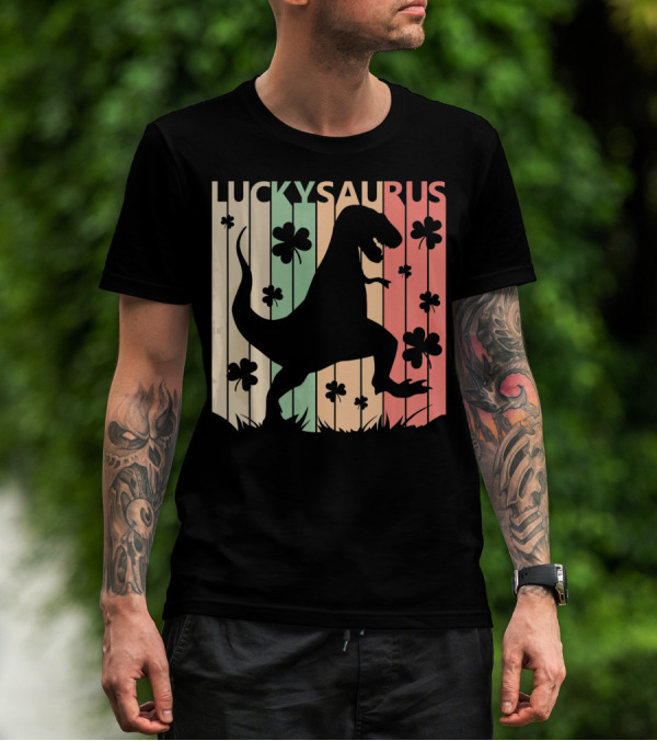 Luckysaurus Dinosaur St Patrick's Day Clover Trend T-Shirt