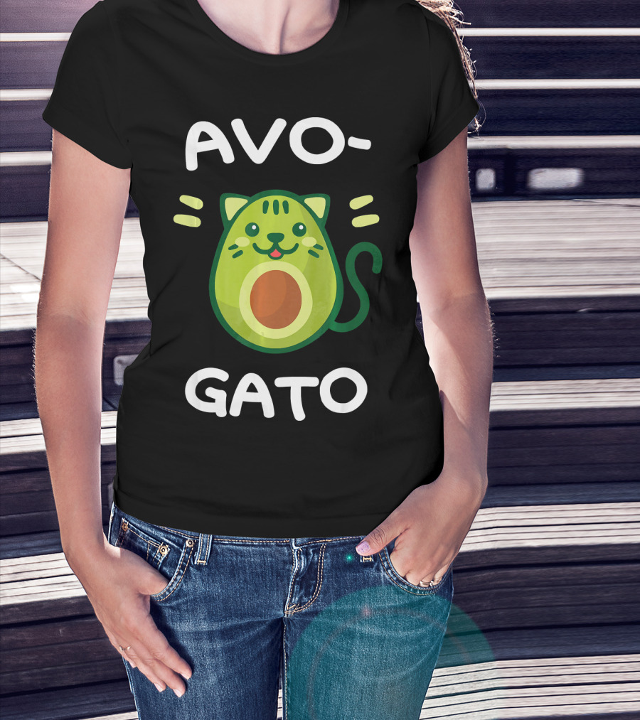 AvoGato Funny Avocado And Cat Lover Vege Avocado Cat Cartoon T-Shirt