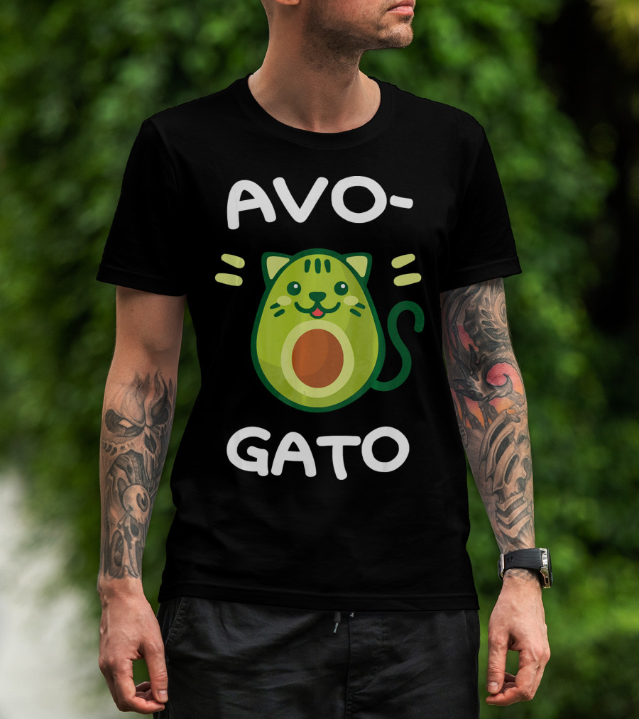 AvoGato Funny Avocado And Cat Lover Vege Avocado Cat Cartoon T-Shirt