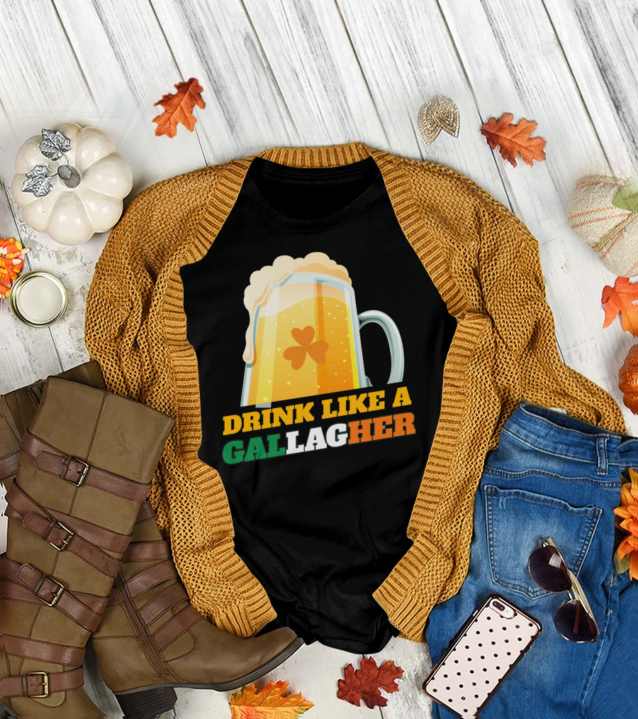 Drink Like a GallagHer Saint Patricks Day Beer Mug Shamrock T-Shirt