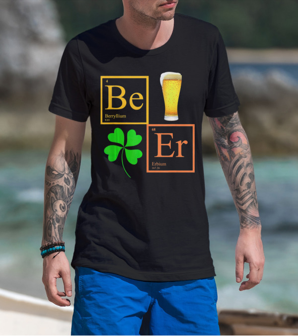 Beer Elements Beryllium Erbium Shamrock Glass T-Shirt